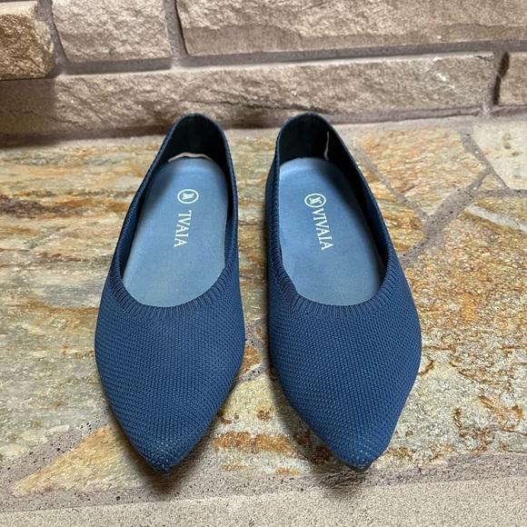Vivaia Navy Blue Pointed Toe Ballet Flats EU 39 US Size 8.5 - Picture 7 of 12